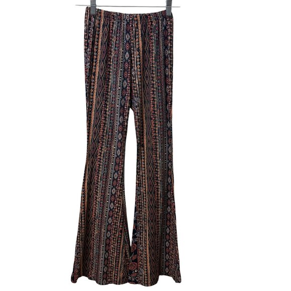 Womens Boho Aztec Print Bell Bottom Pants Wide Leg Multicolor Size Small - Picture 1 of 7